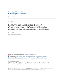 A Comparative Study of Oneota and Langford Human-Animal-Environmental Relationships Rachel Mctavish University of Wisconsin-Milwaukee