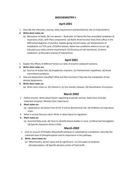 Biochemistry Key Answers