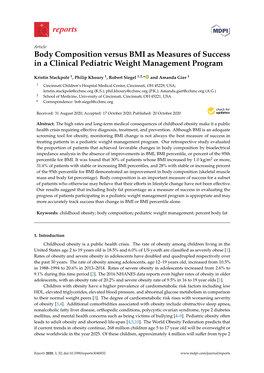 Body Composition Versus BMI As Measures of Success in a Clinical Pediatric Weight Management Program