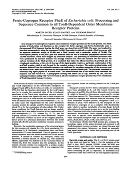 Sequence Common to All Tonb-Dependent Outer Membrane