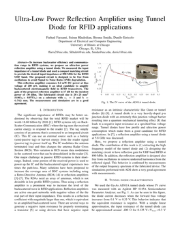 Ultra-Low Power Reflection Amplifier Using Tunnel Diode for RFID