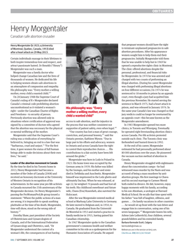 Henry Morgentaler Canadian Safe Abortion Crusader