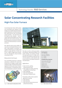 Solar Concentrating Research Facilities High-Flux Solar Furnace