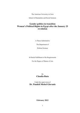 Gender Politics in Transition Women's Political Rights in Egypt After The