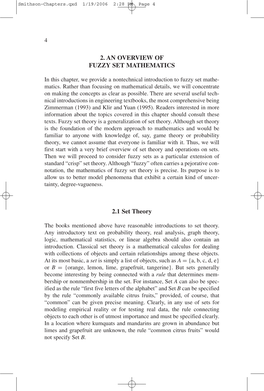 2. an OVERVIEW of FUZZY SET MATHEMATICS 2.1 Set Theory