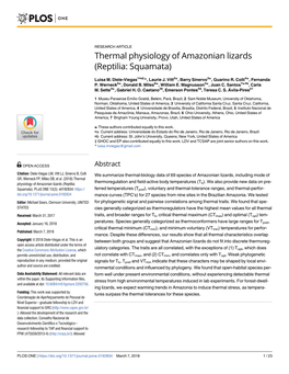 Thermal Physiology of Amazonian Lizards (Reptilia: Squamata)