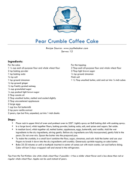 Pear Crumble Coffee Cake