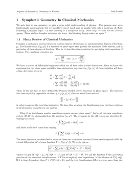 1 Symplectic Geometry in Classical Mechanics