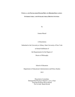 By Joanna Musial a Dissertation Submitted to the University At