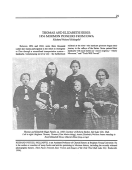 THOMAS and ELIZABETH HIGGS: 1856 MORMON PIONEERS from IOWA Ri'chard Neitzel Hohpfel