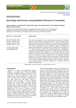 Knowledge and Practices Among Diabetic Patients in a Community