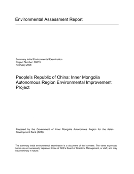 Inner Mongolia Autonomous Region Environmental Improvement Project