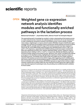 Weighted Gene Co-Expression Network Analysis Identifies Modules And