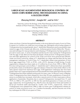 Large-Scale Augmentative Biological Control of Asian Corn Borer Using Trichogramma in China: a Success Story