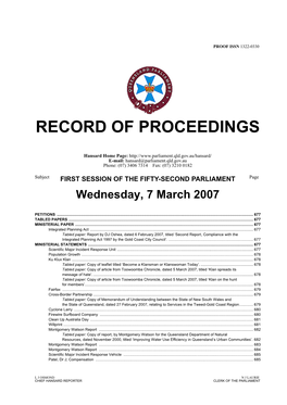 Record of Proceedings