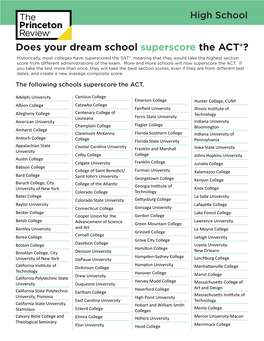 Does Your Dream School Superscore the ACT®?