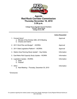 November 18, 2010 Agenda