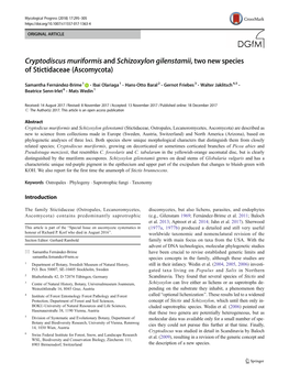 Cryptodiscus Muriformis and Schizoxylon Gilenstamii, Two New Species of Stictidaceae (Ascomycota)