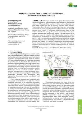 Investigation of Extraction and Antioxidant Activity of Moringa Leaves