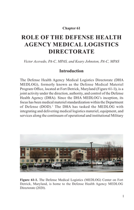 Role of the Defense Health Agency Medical Logistics Directorate