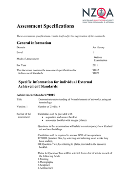 Assessment Specifications