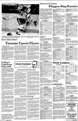 Toronto Upsets Flyers 880 Relay — 1, Lexington (Billman, Crawford, Lamp, Marzetti), 1:40.7; 2, Gallon, 1:42.1