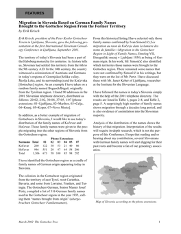 Migration in Slovenia Based on German Family Names Brought to the Gottschee Region from the Former Territory by Erik Krisch