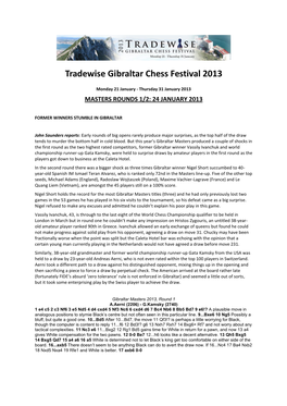 Tradewise Gibraltar Chess Festival 2013