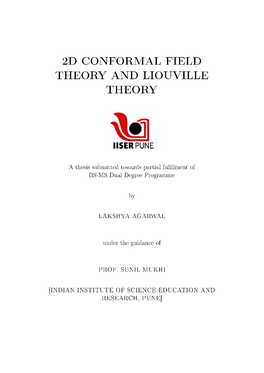 2D Conformal Field Theory and Liouville Theory