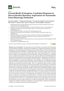 Ground Beetle (Coleoptera: Carabidae) Response to Harvest Residue Retention: Implications for Sustainable Forest Bioenergy Production
