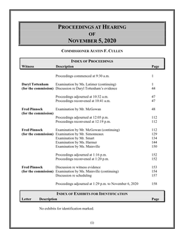 Proceedings at Hearing of November 5, 2020