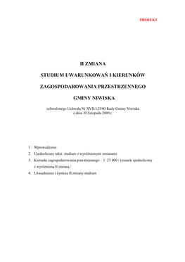 Ii Zmiana Studium Uwarunkowań I Kierunków Zagospodarowania Przestrzennego Gminy Niwiska