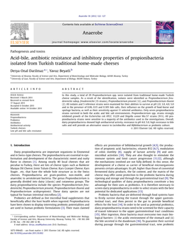 Acid-Bile, Antibiotic Resistance and Inhibitory Properties of Propionibacteria Isolated from Turkish Traditional Home-Made Cheeses