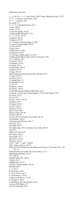 M500 Index June 2019