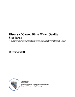 History of Carson River Water Quality Standards a Supporting Document for the Carson River Report Card