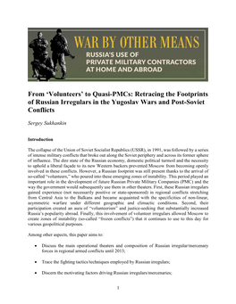 'Volunteers' to Quasi-Pmcs