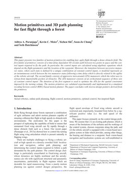 Motion Primitives and 3D Path Planning for Fast Flight Through a Forest