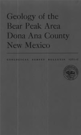 Geology of the Bear Peak Area Dona Ana County New Mexico