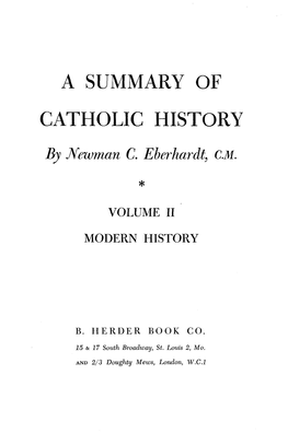 A Summary of Catholic History