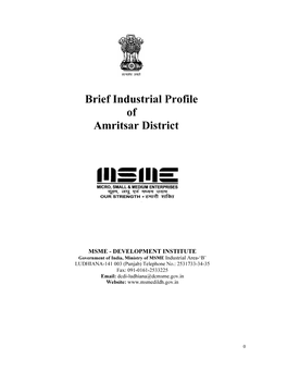 Brief Industrial Profile of Amritsar District