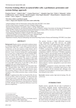 Exercise Training Effects on Natural Killer Cells: a Preliminary Proteomics and Systems Biology Approach