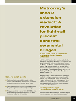 Metrorrey's Linea 2 Extension Viaduct: a Revolution for Light-Rail Precast Concrete Segmental Bridges
