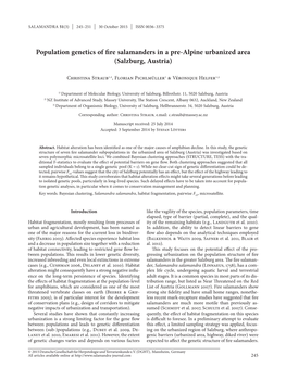 Population Genetics of Fire Salamanders in a Pre-Alpine Urbanized Area (Salzburg, Austria)