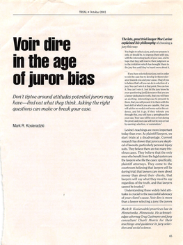 Voir Dire in the Age of Juror Bias