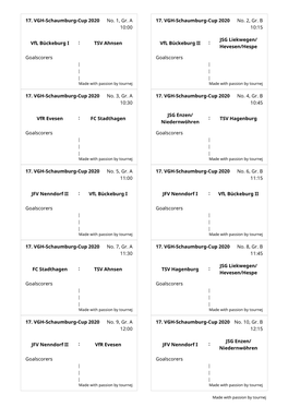 Goalscorers 17. VGH-Schaumburg-Cup 2020 No. 2