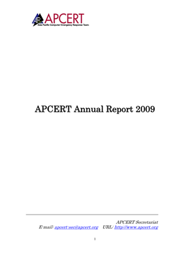 APCERT Annual Report 2009