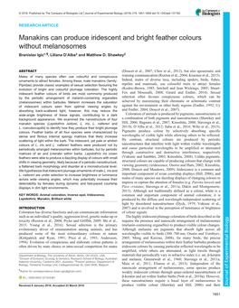 Manakins Can Produce Iridescent and Bright Feather Colours Without Melanosomes Branislav Igic*,¶, Liliana D’Alba‡ and Matthew D