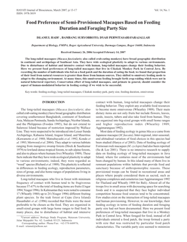 Food Preference of Semi-Provisioned Macaques Based on Feeding Duration and Foraging Party Size