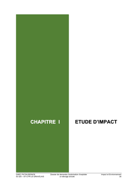 Chapitre I Etude D'impact