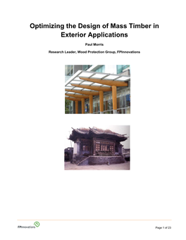 Optimizing the Design of Mass Timber in Exterior Applications